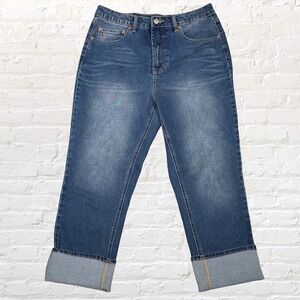 Frye Women's Cuffed Crop Jeans Size 8/29 Blue Stretch Straight Weekend Casual